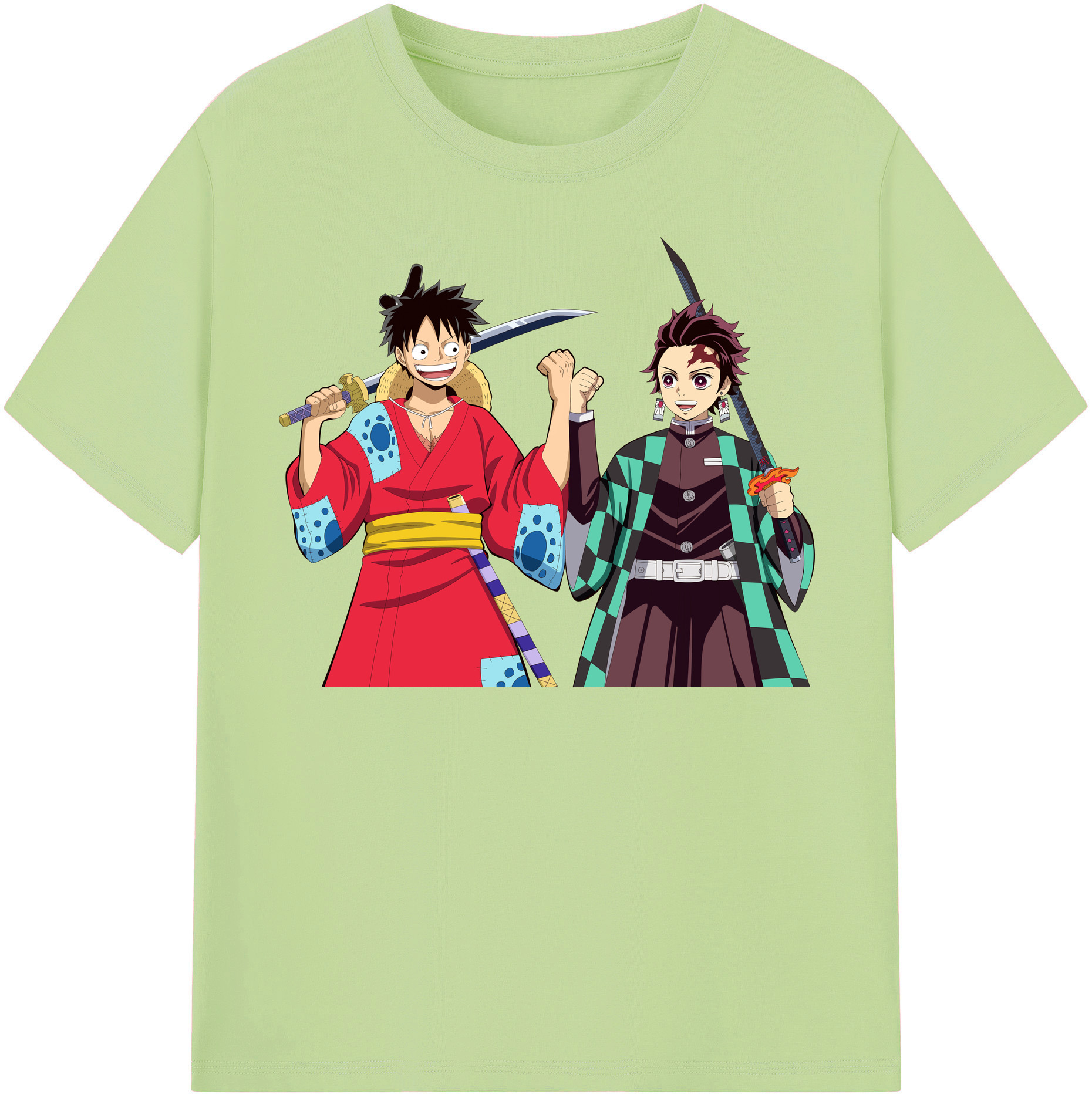 （画像用） 鬼滅の刃 竈門 炭治郎／かまど たんじろう Kamado Tanjirou 綿100％半袖Tシャツ（フロントプリント）